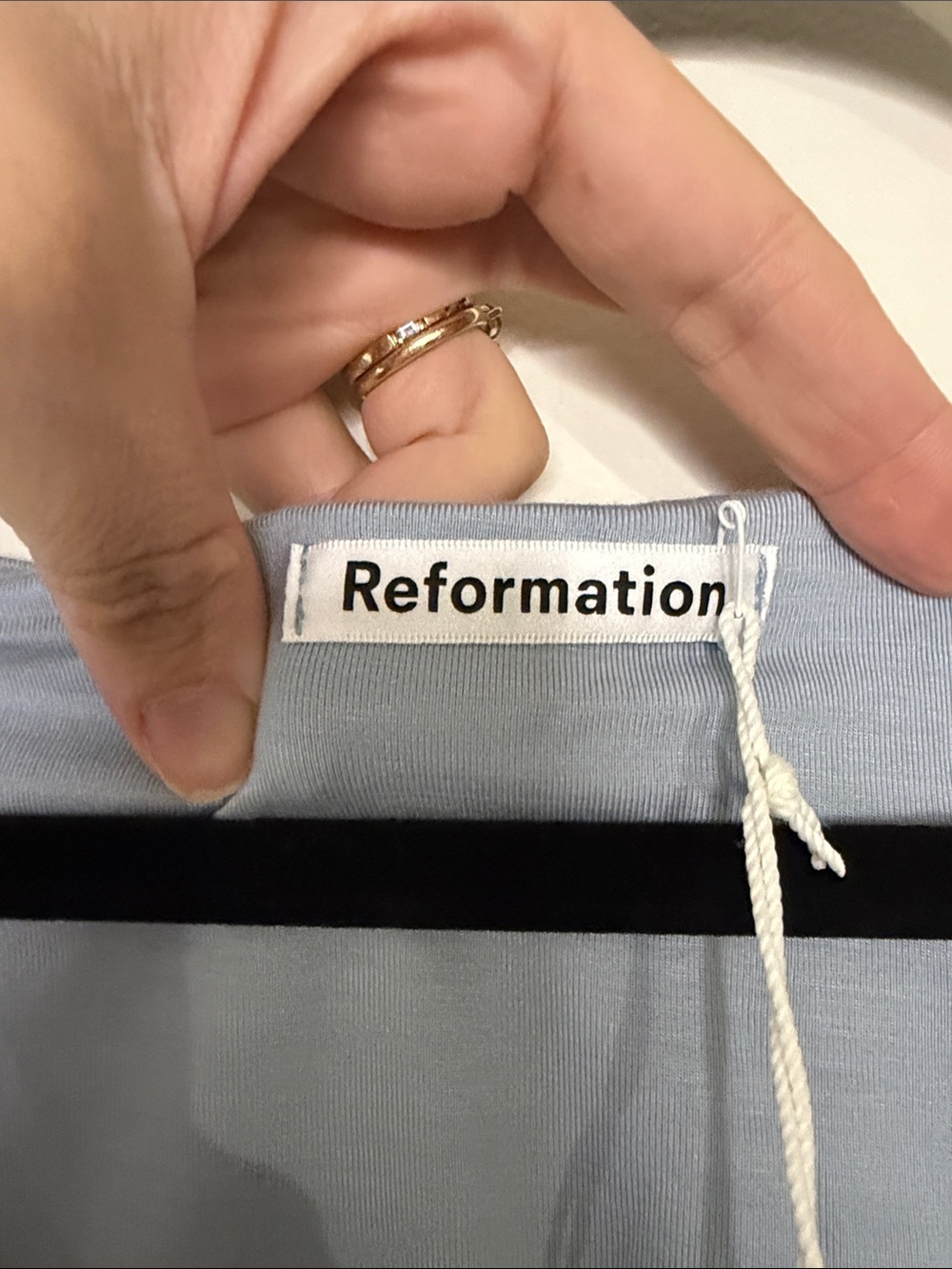 Reformation NWT Raydon Knit Dress Mineral Light Blue Mini Off the Shoulder XS - Picture 7 of 11